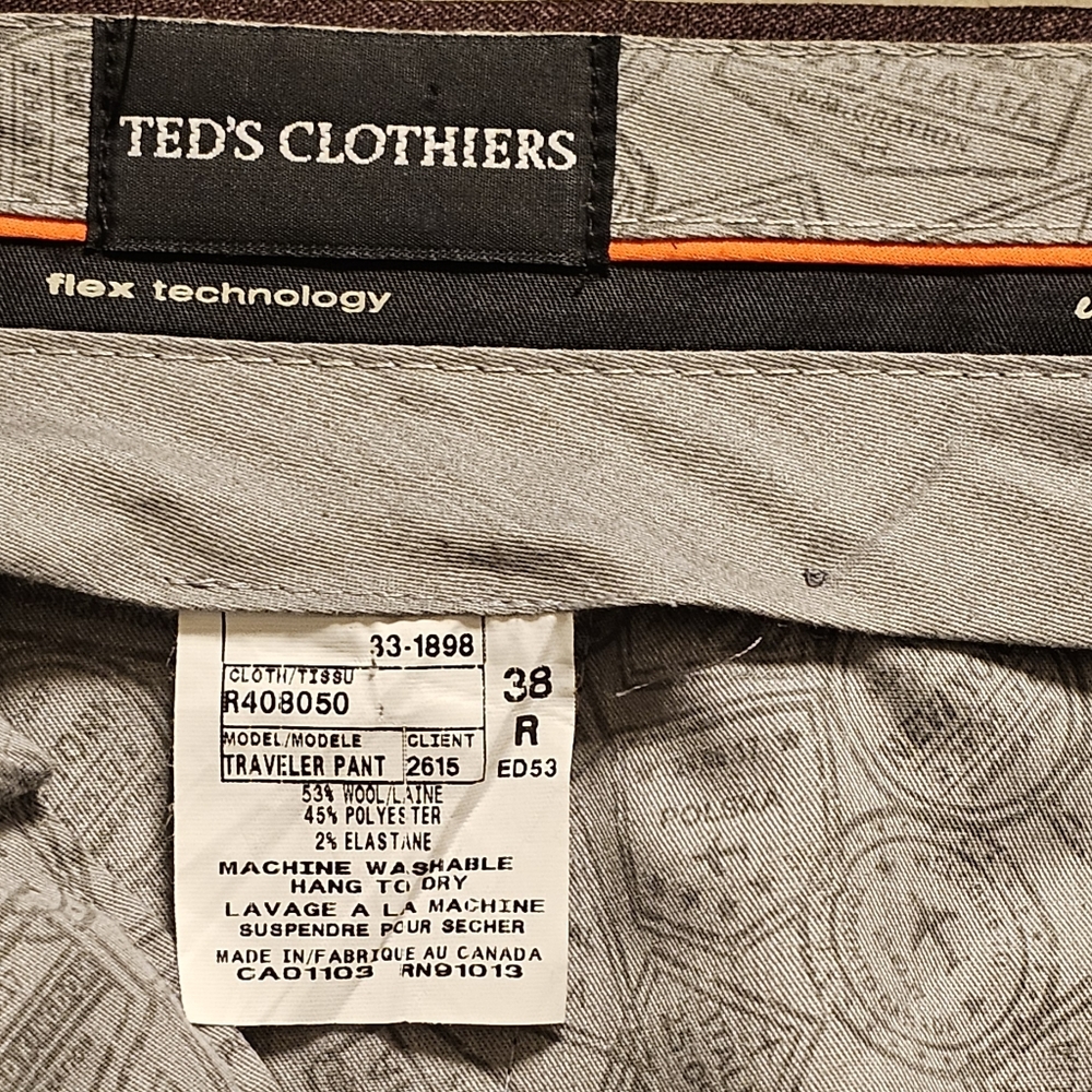 Jack Victor Riviera Traveler Flat-Front Pants - Burgundy - Size 38R - Picture 11 of 12